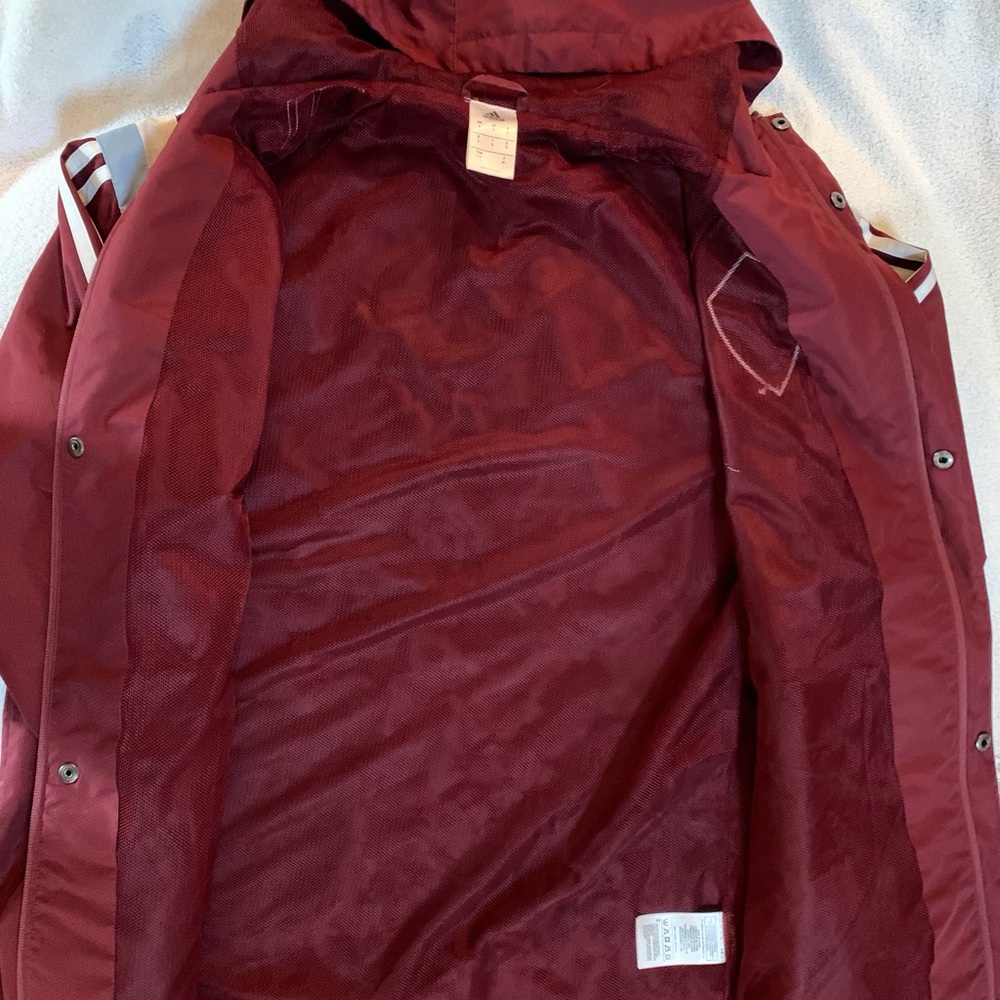 Adidas Burgundy Windbreaker Zip Up Hooded Jacket Men’s Small MSRP $120 MLS. - Picture 2 of 7